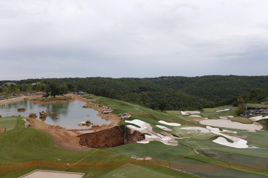 Giant hole forms at entrance of Missouri golf course