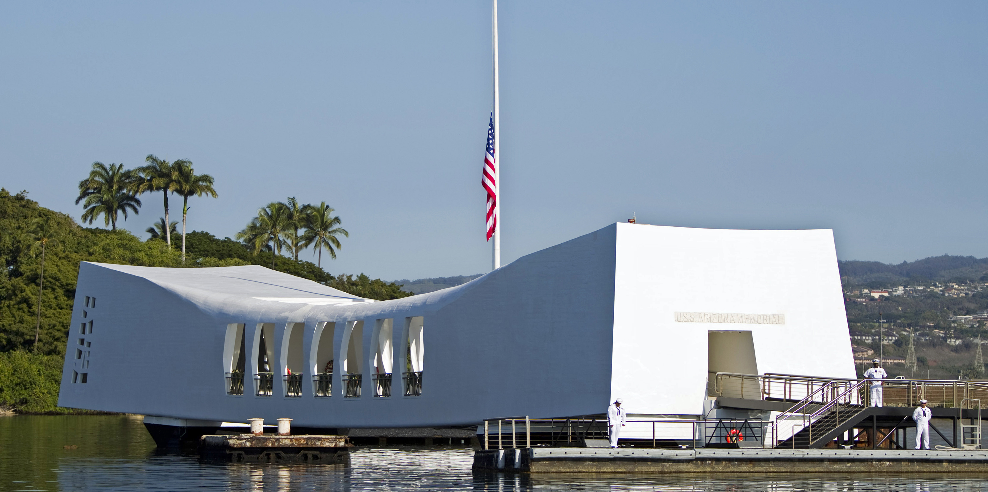 The USS Arizona Memorial with its floating dock at Pearl Harbor in Honolulu on Oahu in Hawaii Dec. 7, 2010.