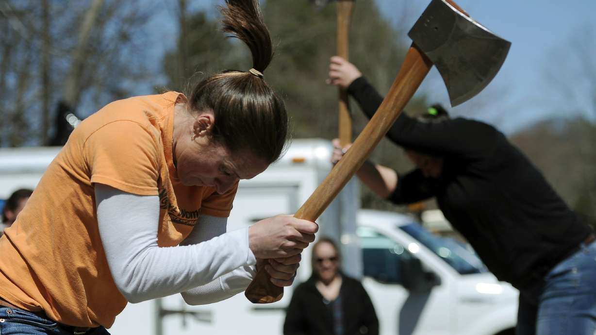 Kicking ax: Women compete in lumberjack sports