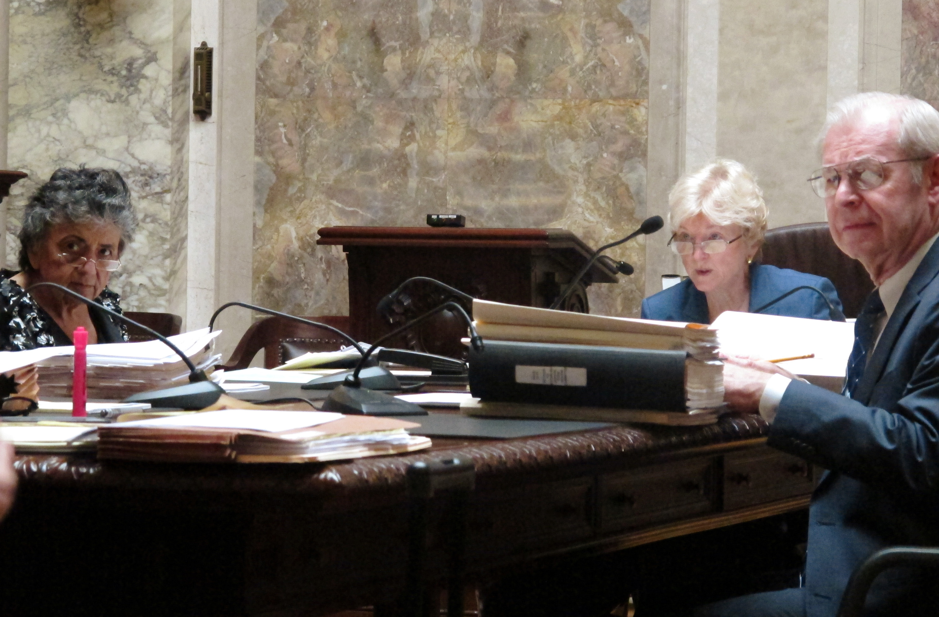 Roggensack spars with Abrahamson in public meeting