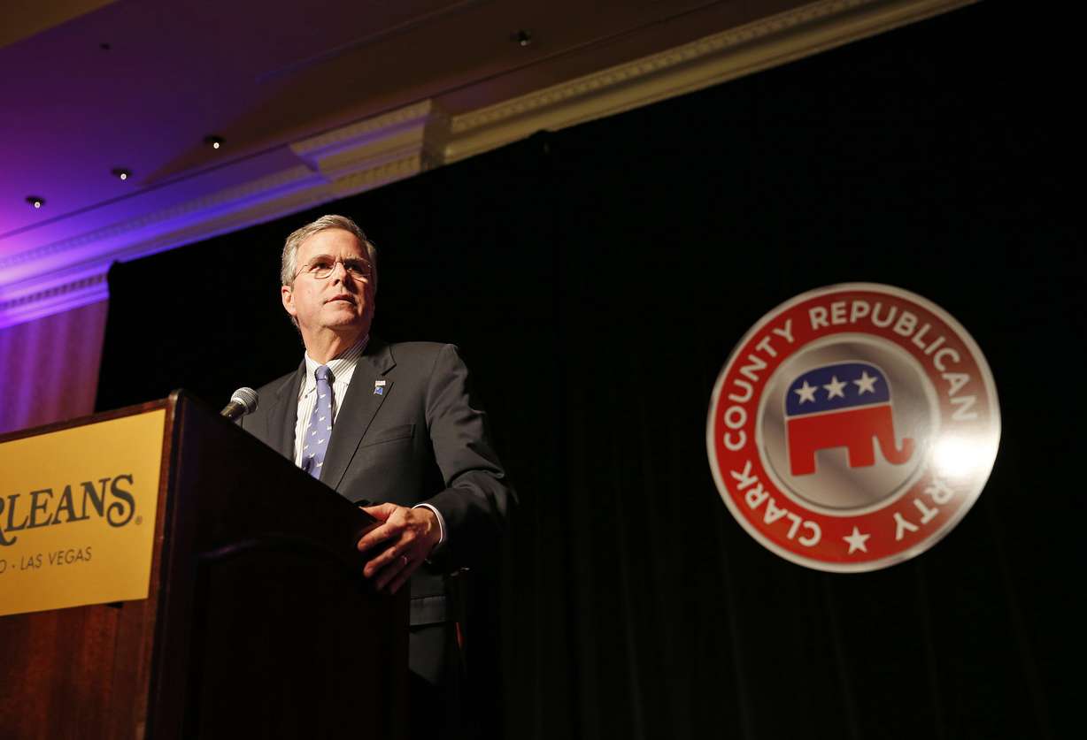 Former Florida Gov. Jeb Bush speaks at a Clark County Republican Party dinner Wednesday, May 13, 2015, in Las Vegas. (AP Photo/John Locher)