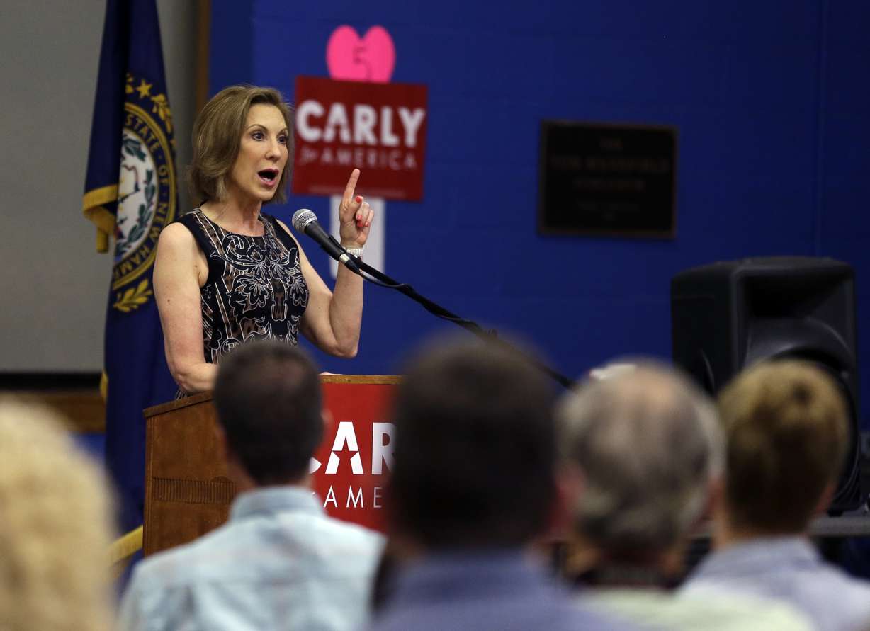 Republican presidential candidate, former Hewlett-Packard CEO Carly Fiorina speaks at a campaign event at New Boston Central School, Tuesday, June 9, 2015, in New Boston, N.H. (AP Photo/Elise Amendola)