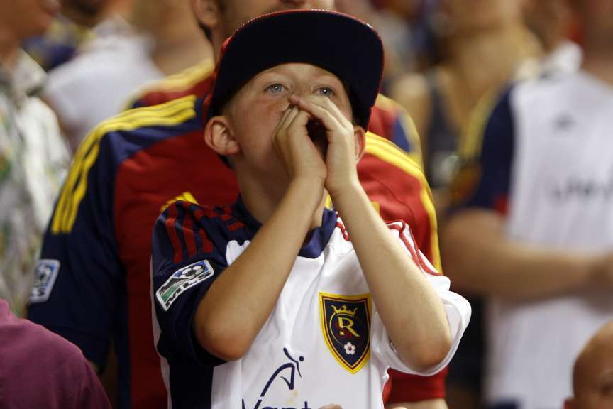 A young fan disagrees with a call during Real Salt Lake's match against Columbus Crew SC at Rio Tinto Stadium in Sandy, Saturday, June 27, 2015. The match ended in a draw, 2-2. (Photo: Chris Samuels/Deseret News)