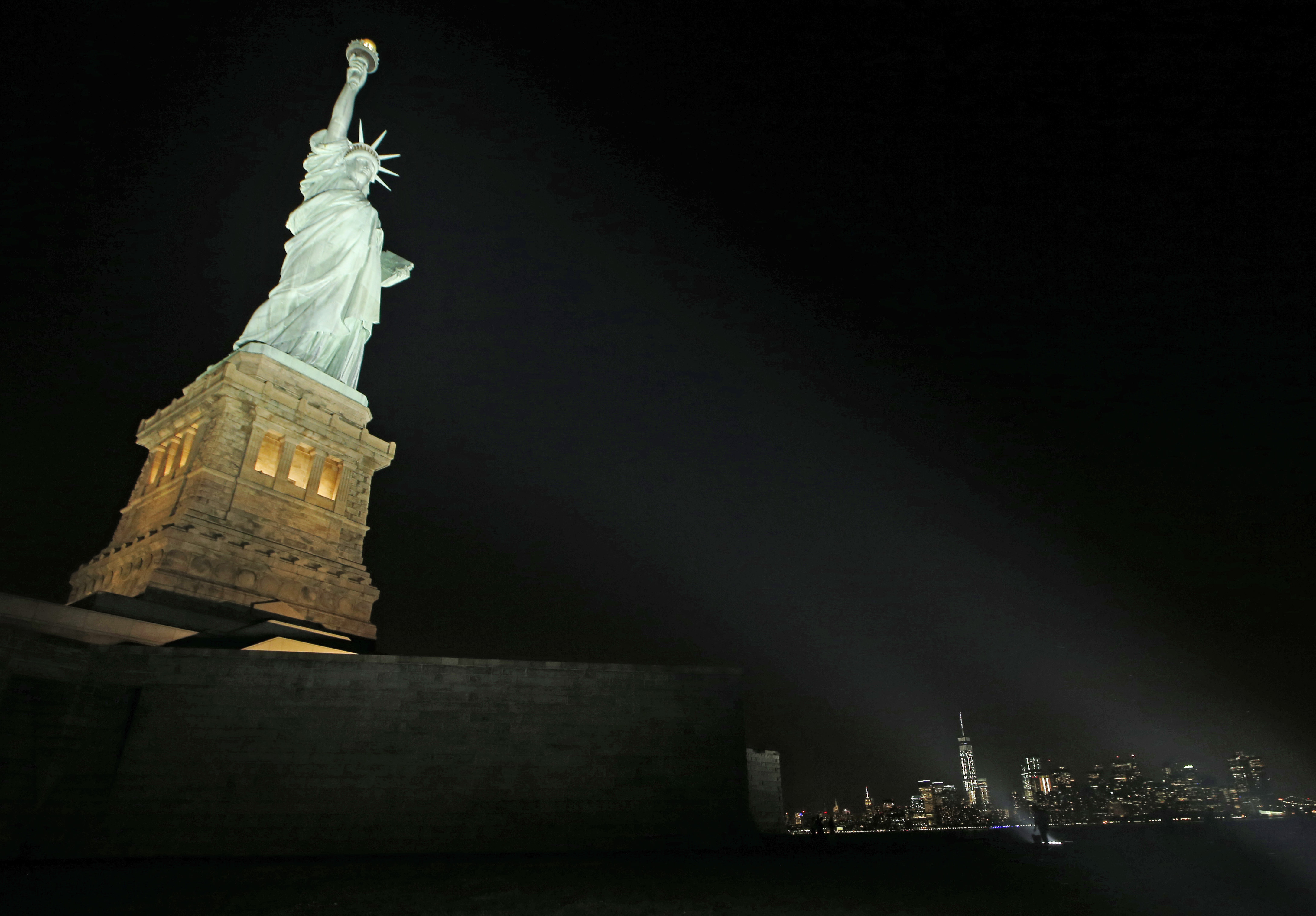New lights cast a bright glow at Statue of Liberty