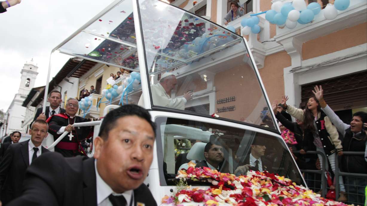 The Latest: Pope lands in Santa Cruz, Bolivia; heads to bed