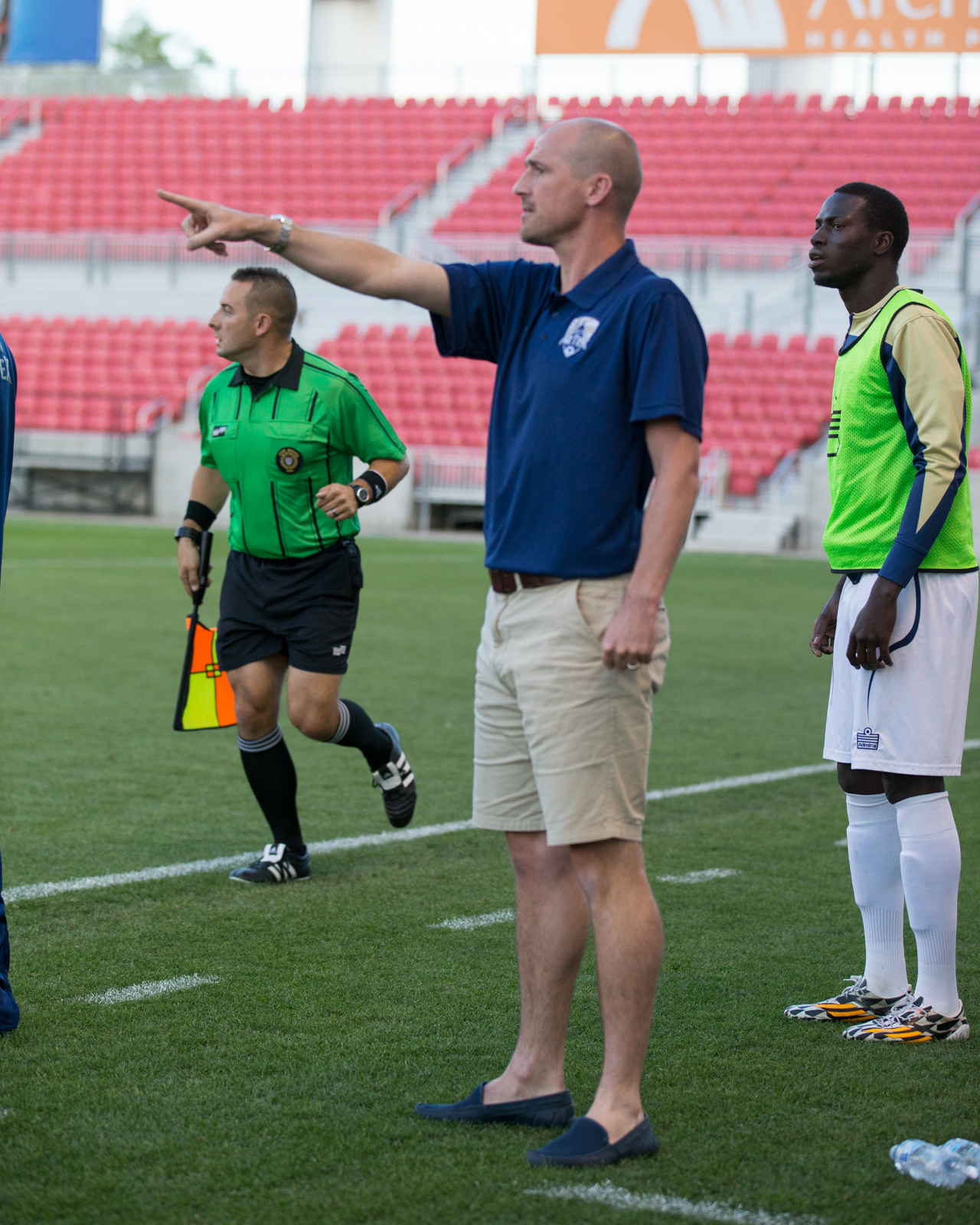 Austin Aztex head coach Paul Dalglish coaches his team during a 3-1 loss at Real Monarchs on July 11, 2015. Dalglish, a former RSL assistant coach, made his first return to the Wasatch Front since accept the job in Austin in 2014. (Photo: Rob Gray/Real Monarchs)