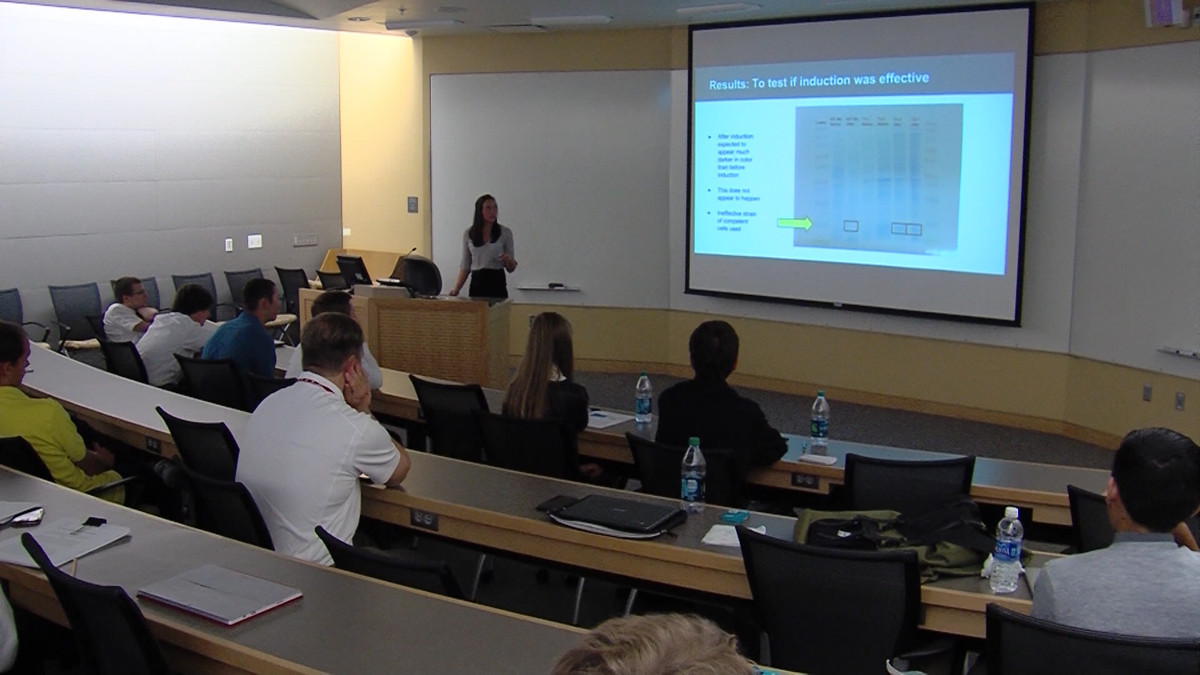 On the final day of the program, another challenge is that hundreds of hours of research must be summed up in a 15-minute presentation for family, friends and scientists. (Photo: KSL-TV)