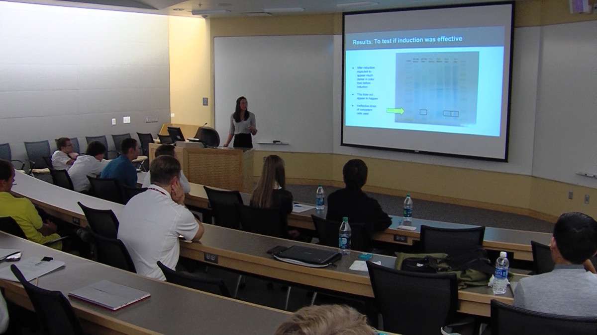 On the final day of the program, another challenge is that hundreds of hours of research must be summed up in a 15-minute presentation for family, friends and scientists. (Photo: KSL-TV)