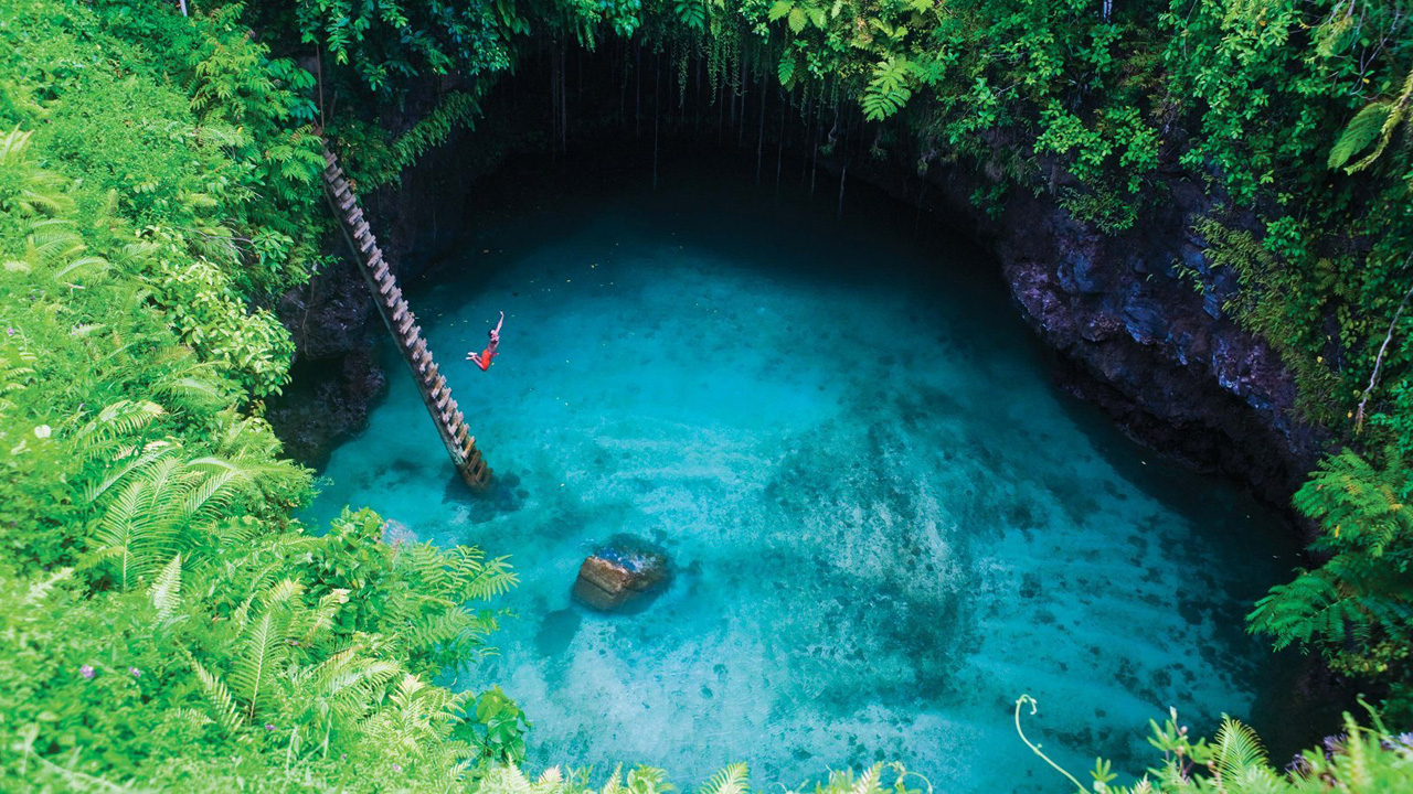 To Sua Ocean Trench, Samoa, South Pacific. Samoa's 30-meter-deep To Sua Ocean Trench can be accessed by a very steep ladder. "Not for the faint-hearted," Caroline W from Dubai writes on TripAdvisor. (Photo: Tripadvisor Traveler)