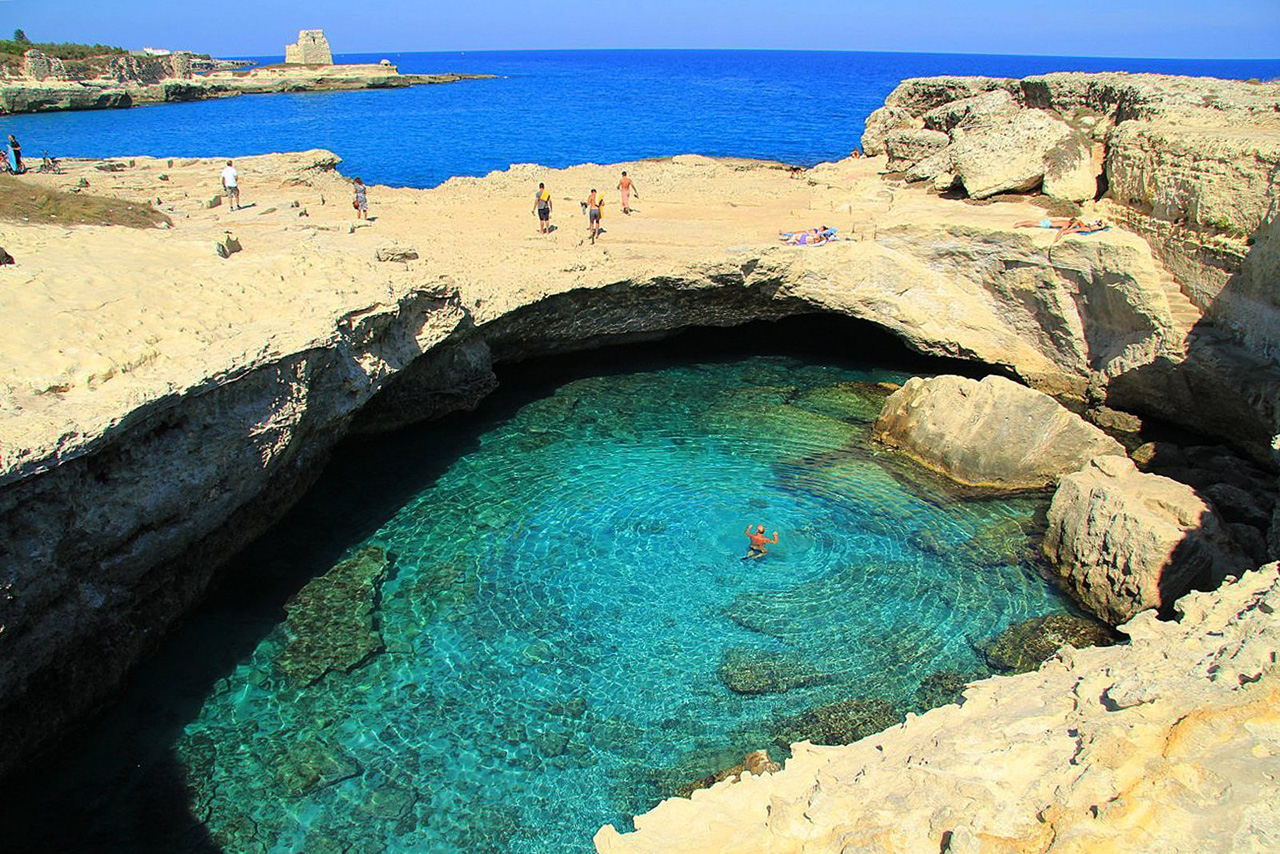 Grotta della Poesia, Roca Vecchia, Italy. Grotto della Poesia is not only a scenic pool in southern Italy, it's also an important archaeological site. (Photo: Tripadvisor Traveler)