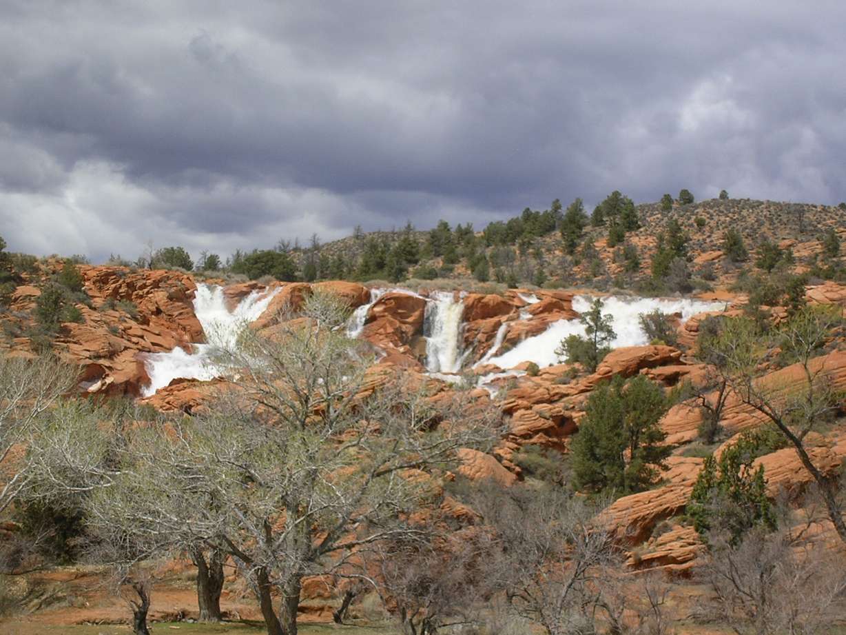 Park manager Laura Melling said Gunlock Reservoir is around 240 surface acres in size when full, and during heavy snow years, it often overflows and runs over the dam, creating beautiful waterfalls.