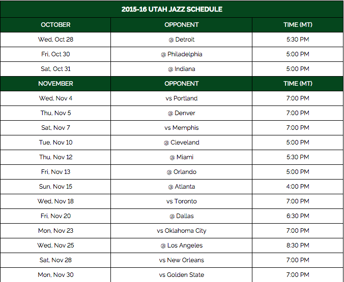 El calendario completo de los partidos del Utah Jazz para la nueva temporada
