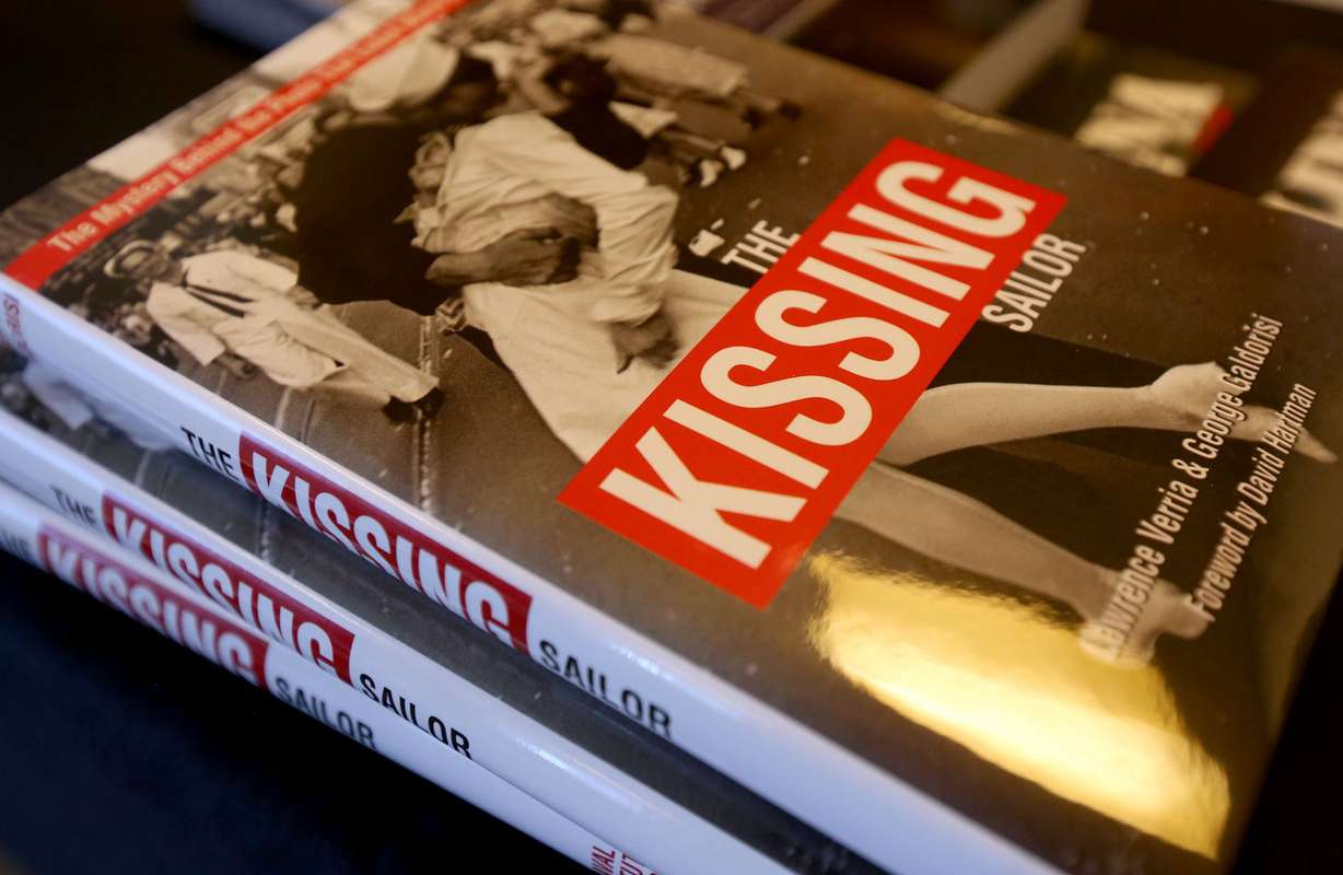 Lawrence Verria's book "The Kissing Sailor" at Utah's Fort Douglas Military Museum commemoration of the 70th anniversary of VJ-Day at Zions Bank in Salt Lake City on Saturday, Aug. 15, 2015. (Photo: Kristin Murphy, Deseret News)