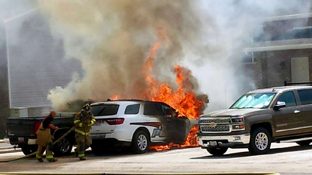 Roosevelt officer's patrol vehicle, personal truck destroyed by fire