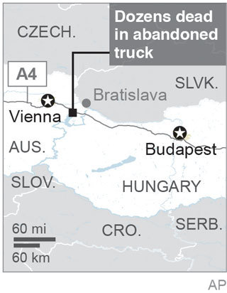 Austrian officials: 71 migrants likely suffocated in truck