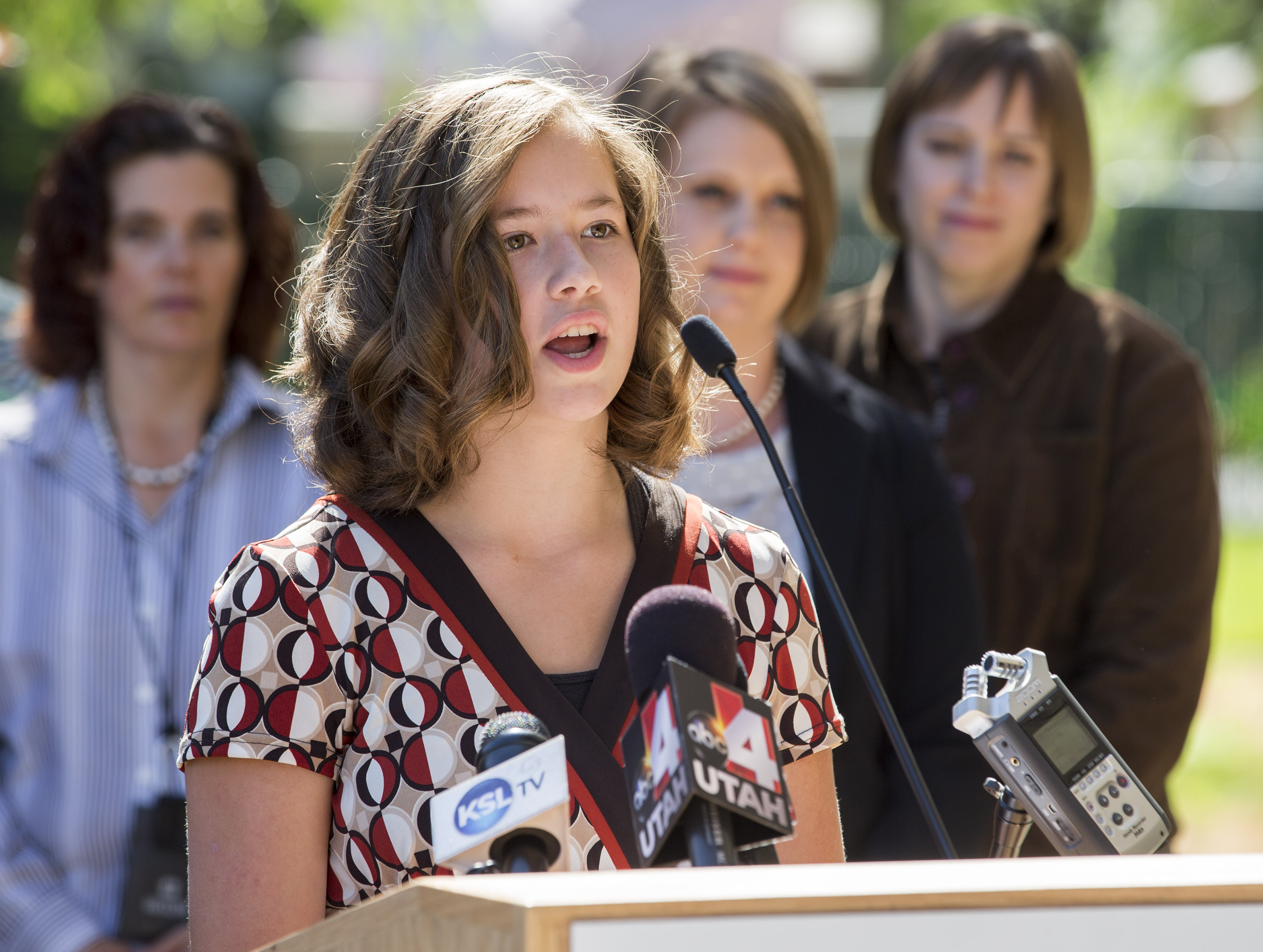 Veronica Ford, a member of the youth anti-tobacco group urges kids to be tobacco free during a press conference Monday, Aug. 31, 2015, discussing the dangers of electronic cigarettes, at the department of health in Salt Lake City.