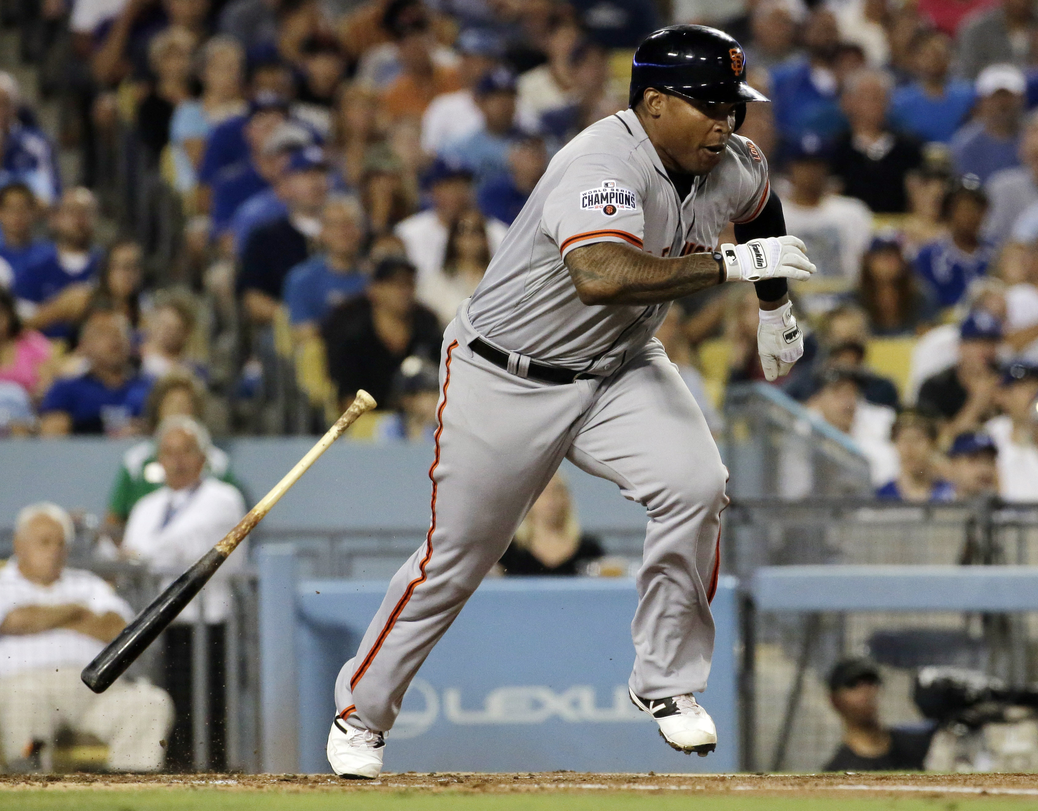 Dodgers beat Giants 5-4 in 14 innings on Gonzalez's single