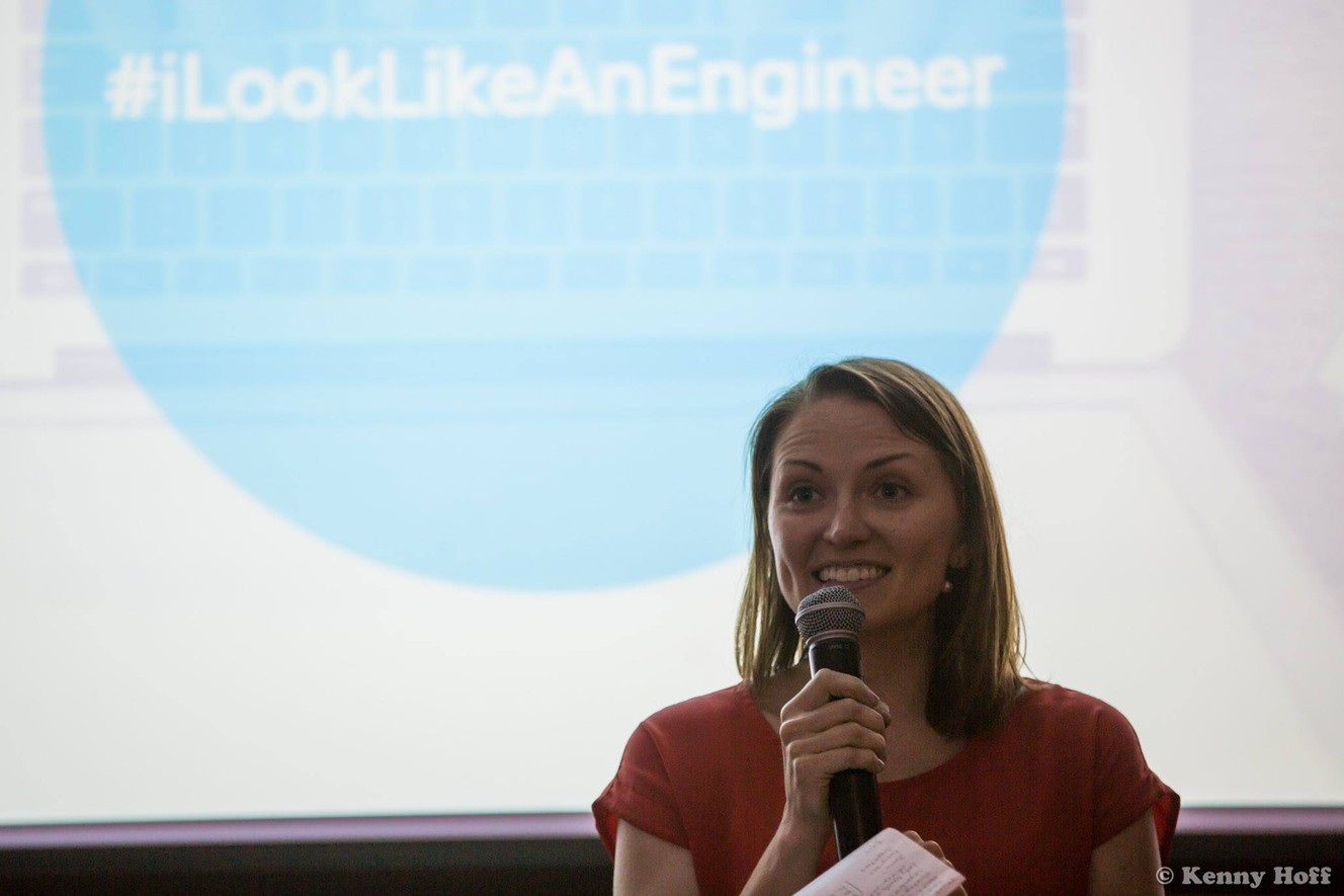 Michelle Glauser speaks at an #ilooklikeanengineer event. (Photo: Kenny Hoff)