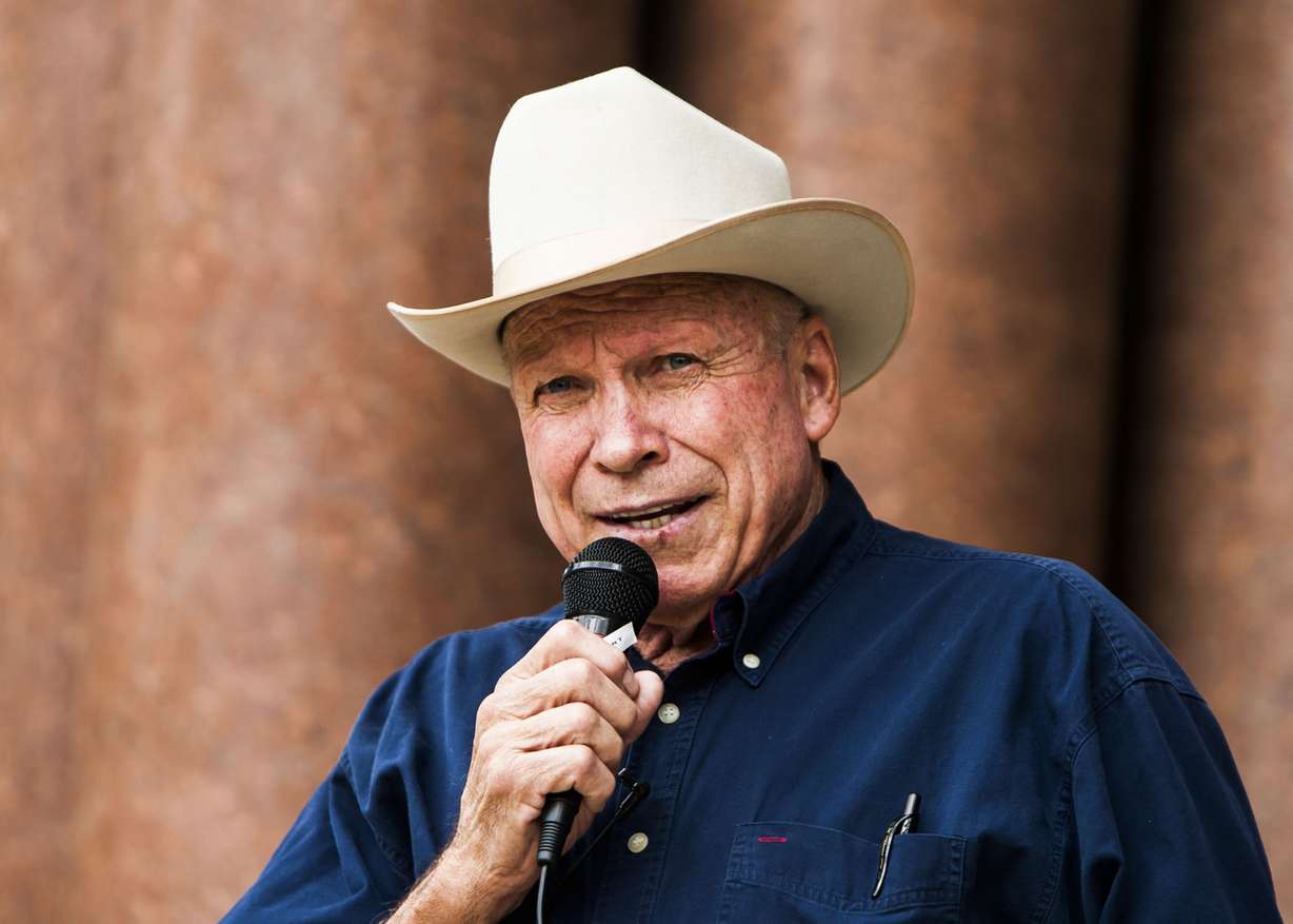 William "Dub" Lawrence, a former Davis County sheriff, shares his support at a rally held by No More Tears outside the Salt Lake City-County Building. (Photo: Stacie Scott, Deseret News)