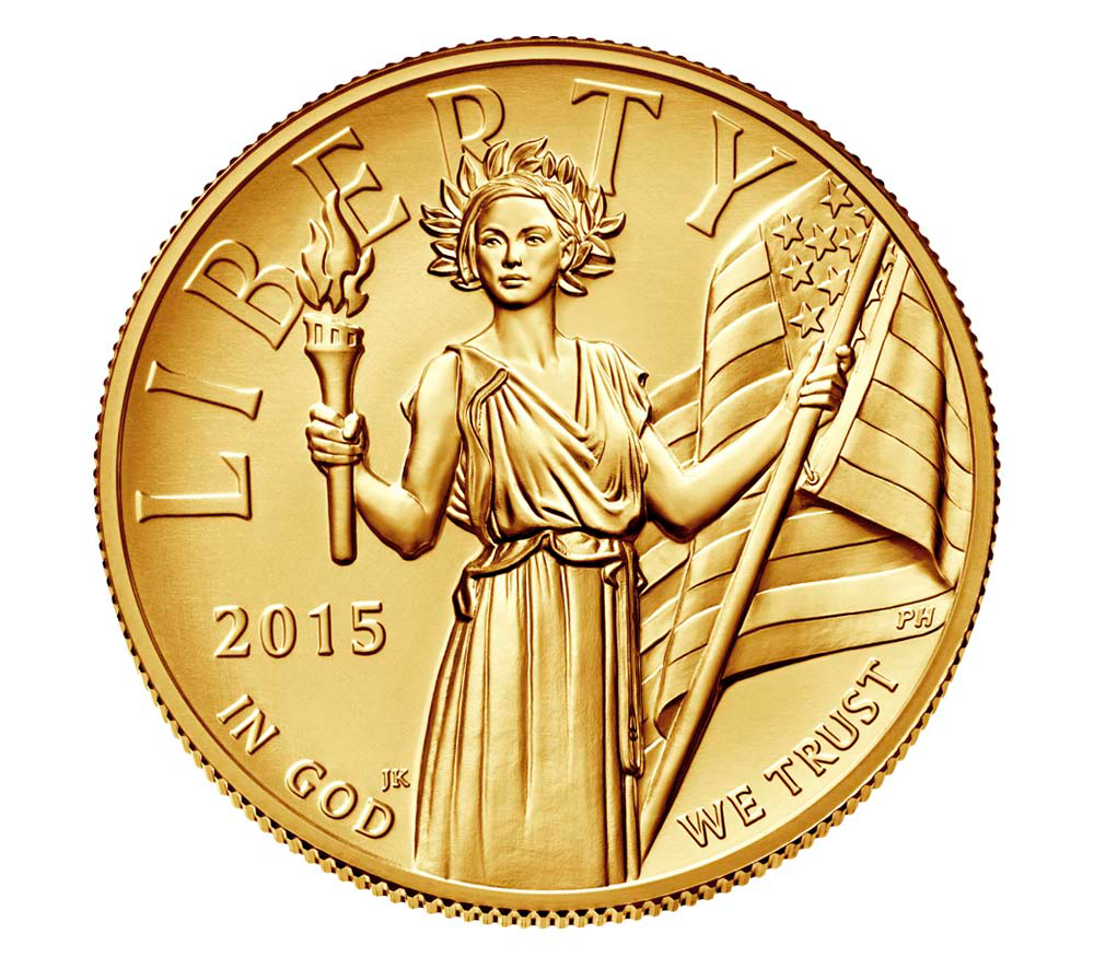 The American Liberty 2015 High Relief 24-karat Gold Coin features a Lady Liberty whose appearance tries to bring a contemporary sensibility to a traditional American icon. (Photo: Brigham Young University)