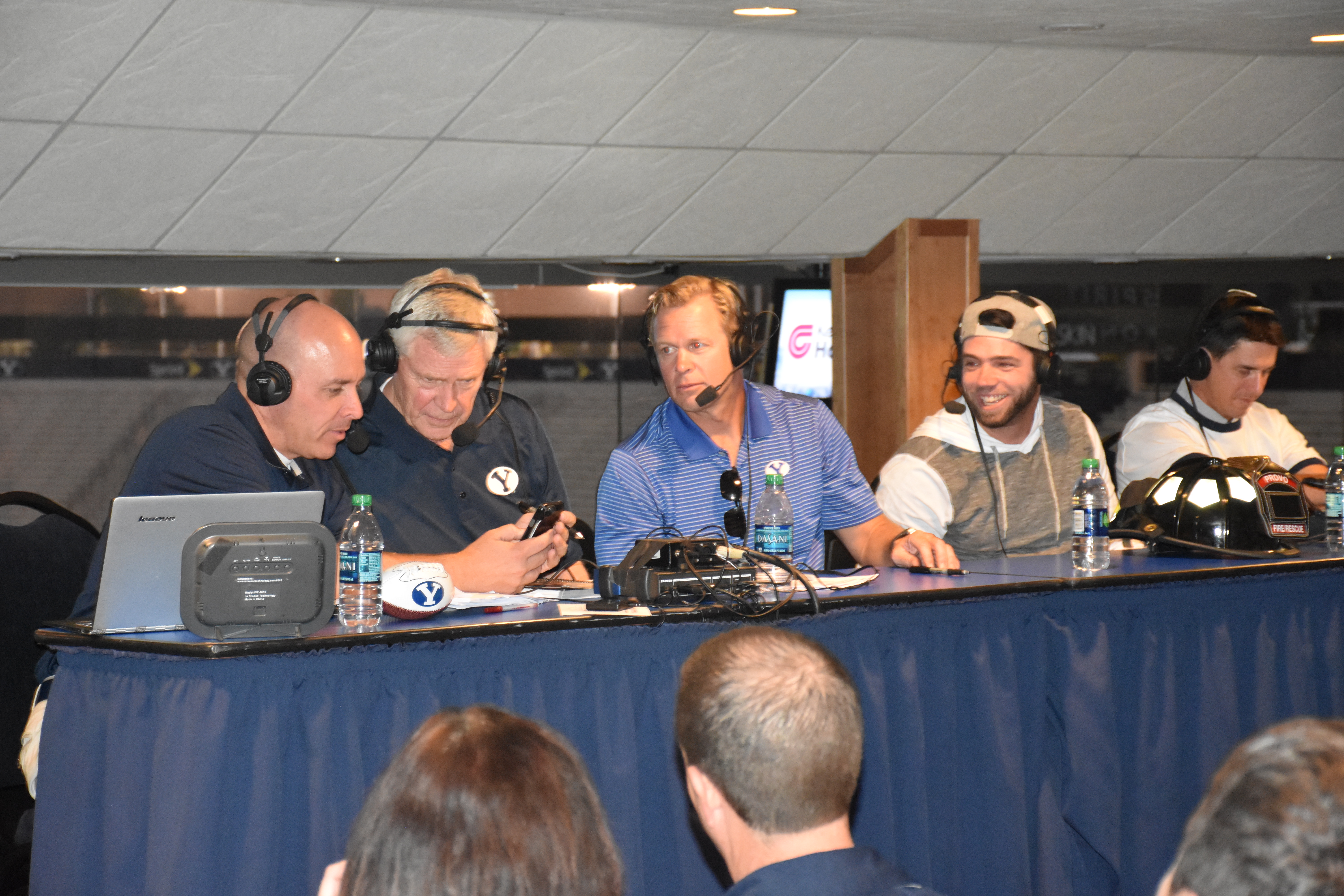 BYU kicker Trevor Samson. right, was the player guest for the Bronco Mendenhall Show with Greg Wrubell on KSL NewsRadio. (Courtesy photo: IMG College)