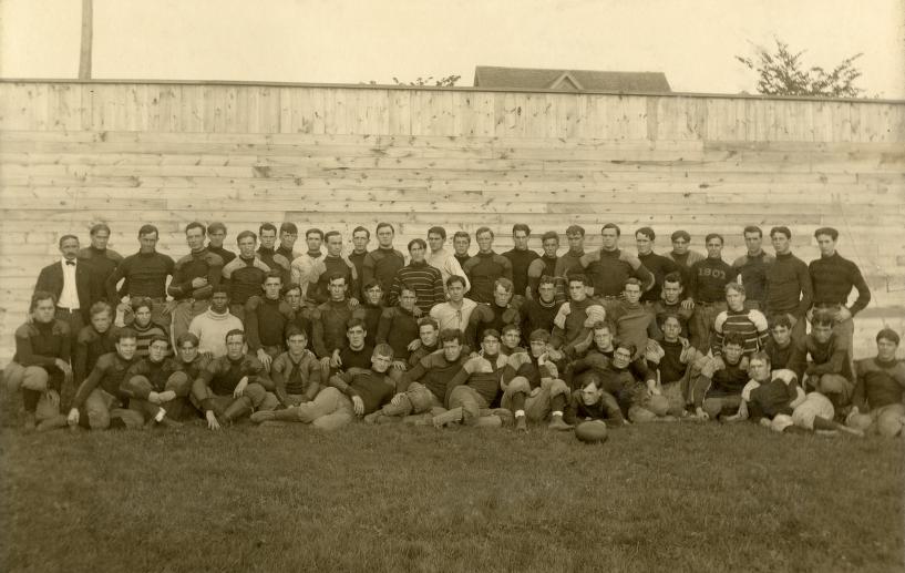 A team photo of the University of Michigan photo team in 1902 shows former Salt Lake City high school product Abner Howell (middle row, fourth from left), one of three known black players to join former Wolverines coach Fielding Yost's teams at the turn of the 20th century. (Courtesy photo: U-M Library Digital Collections, Bentley Image Bank, Bentley Historical Library.)