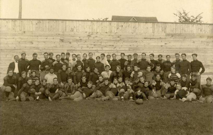 A team photo of the University of Michigan photo team in 1902 shows former Salt Lake City high school product Abner Howell (middle row, fourth from left), one of three known black players to join former Wolverines coach Fielding Yost's teams at the turn of the 20th century. (Courtesy photo: U-M Library Digital Collections, Bentley Image Bank, Bentley Historical Library.)
