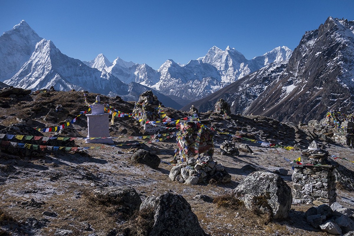 Near Everest Base Camp, an area is filled with memorial structures in honor of the climbers that have died on the mountains. (Photo: Andrea Oschetti/For CNN)