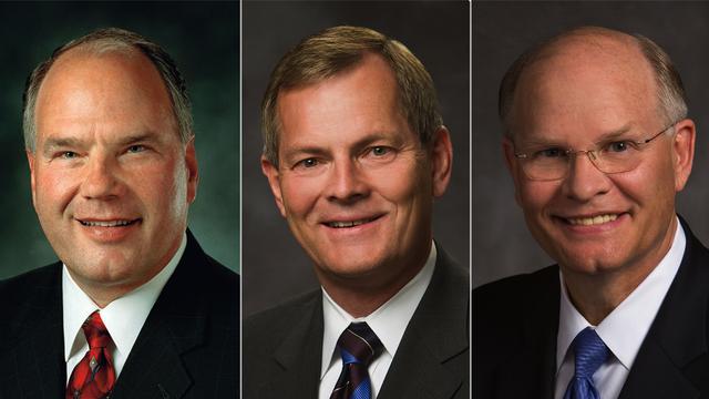 Elder Ronald A. Rasband, Elder Gary E. Stevenson and Elder Dale G. Renlund were named to the Quorum of the Twelve Apostles of The Church of Jesus Christ of Latter-day Saints on Saturday, October 3, 2015. (2015 Intellectual Reserve, Inc.)