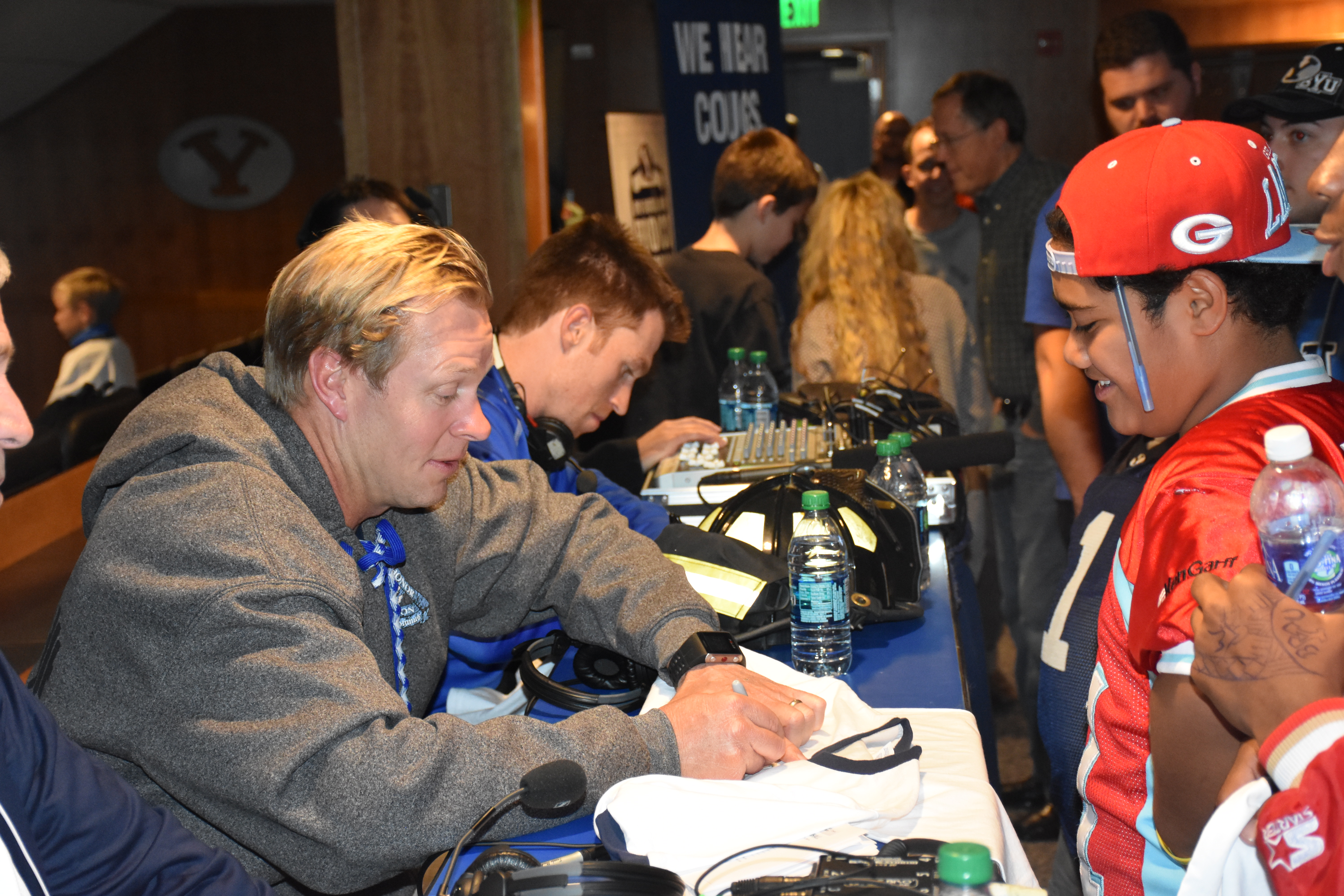 BYU defensive back Michael Wadsworth joined his head coach for the "BYU Football with Bronco Mendenhall" radio show on Tuesday at LaVell Edwards Stadium. (Photo: Elora Grant, IMG College)