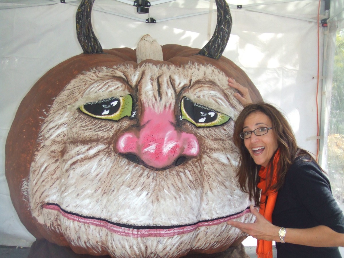 Carol from "Where the Wild Things Are," weighs in at 1197 pounds in 2009, next to Paras. (Jeanette Paras, Jeanette Paras/CNN iReport)