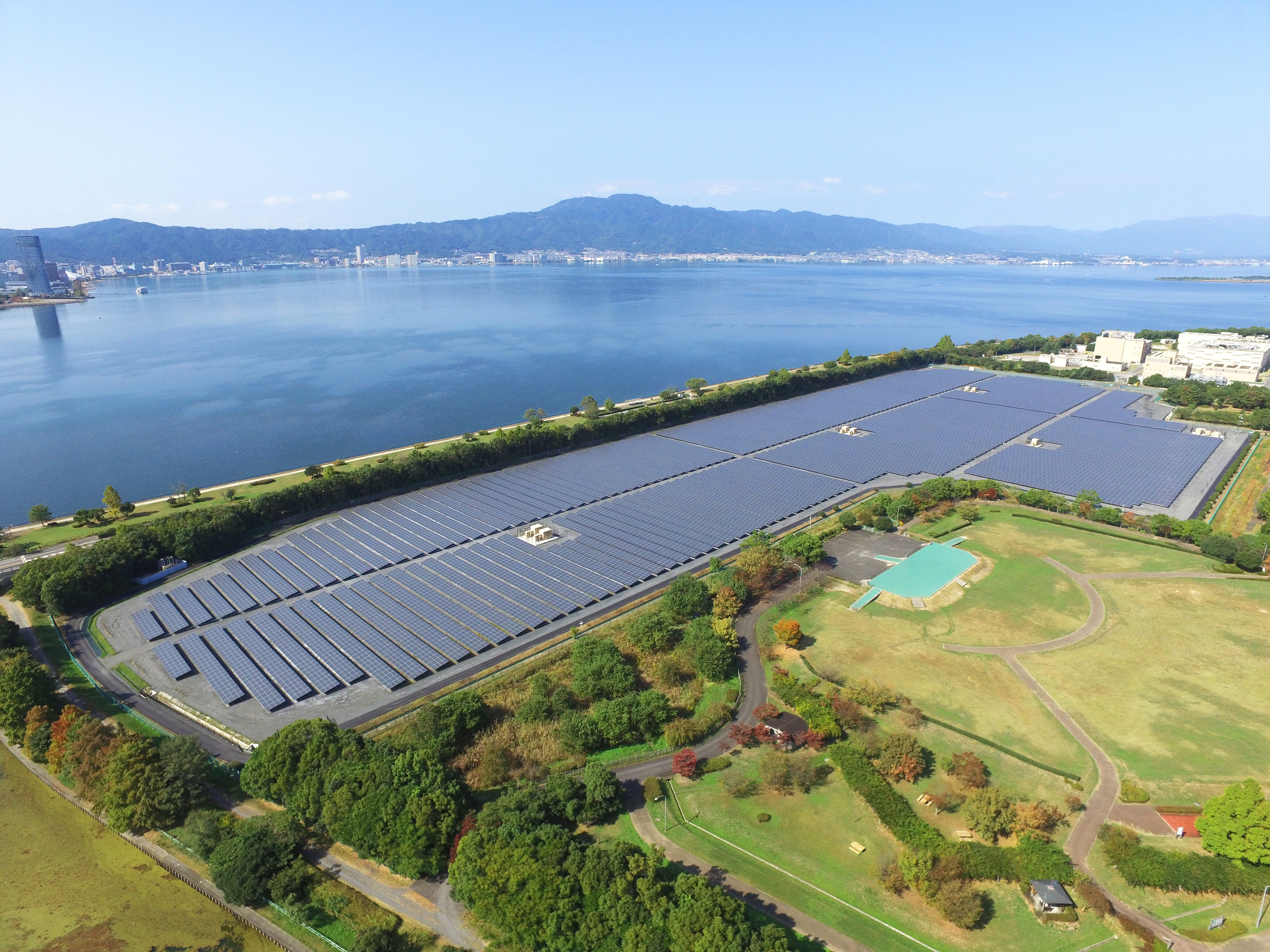 KYOCERA TCL Solar Completes 8.5MW Solar Power Plant on Reclaimed Island on Japan's Largest Lake