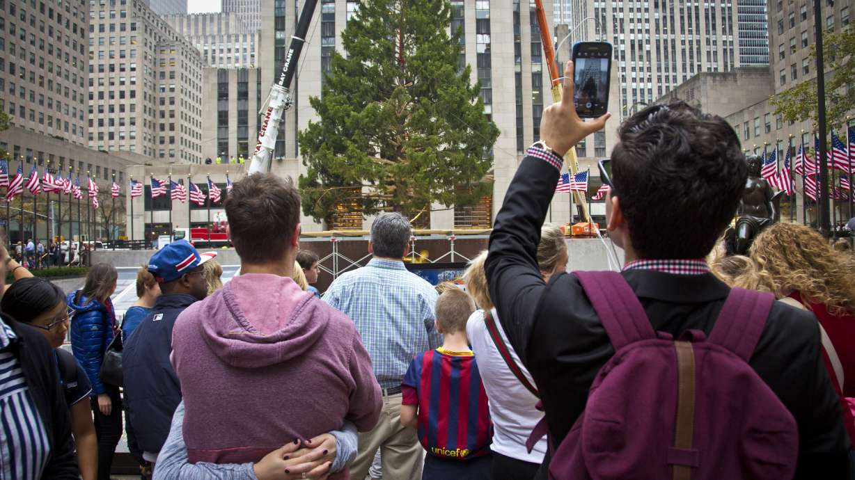78-foot tree hoisted into place at Rockefeller Center