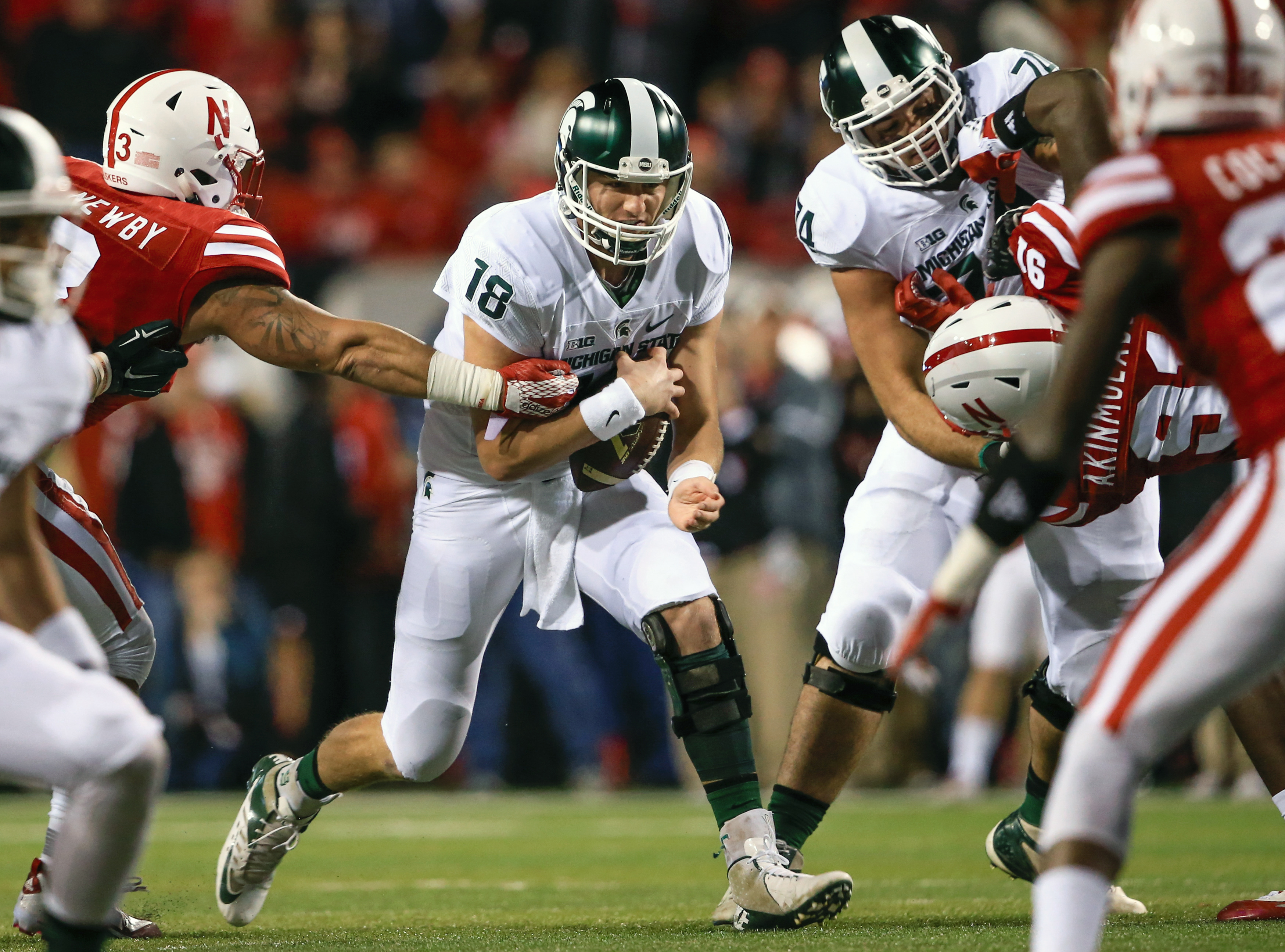 No. 6 Michigan State falls 39-38 to Nebraska in last seconds