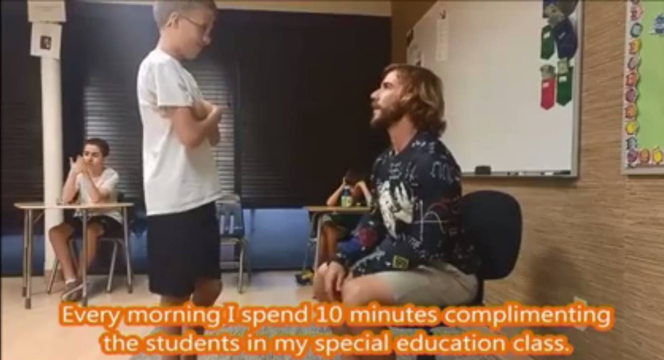 Special education teacher kicks off each day by complimenting students