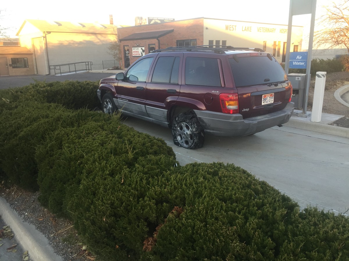 The Jeep involved in the fatal hit-and-run was abandoned at a Chevron near 3800 West and Bangerter Highway. (Photo: Mark Wetzel, KSL-TV)