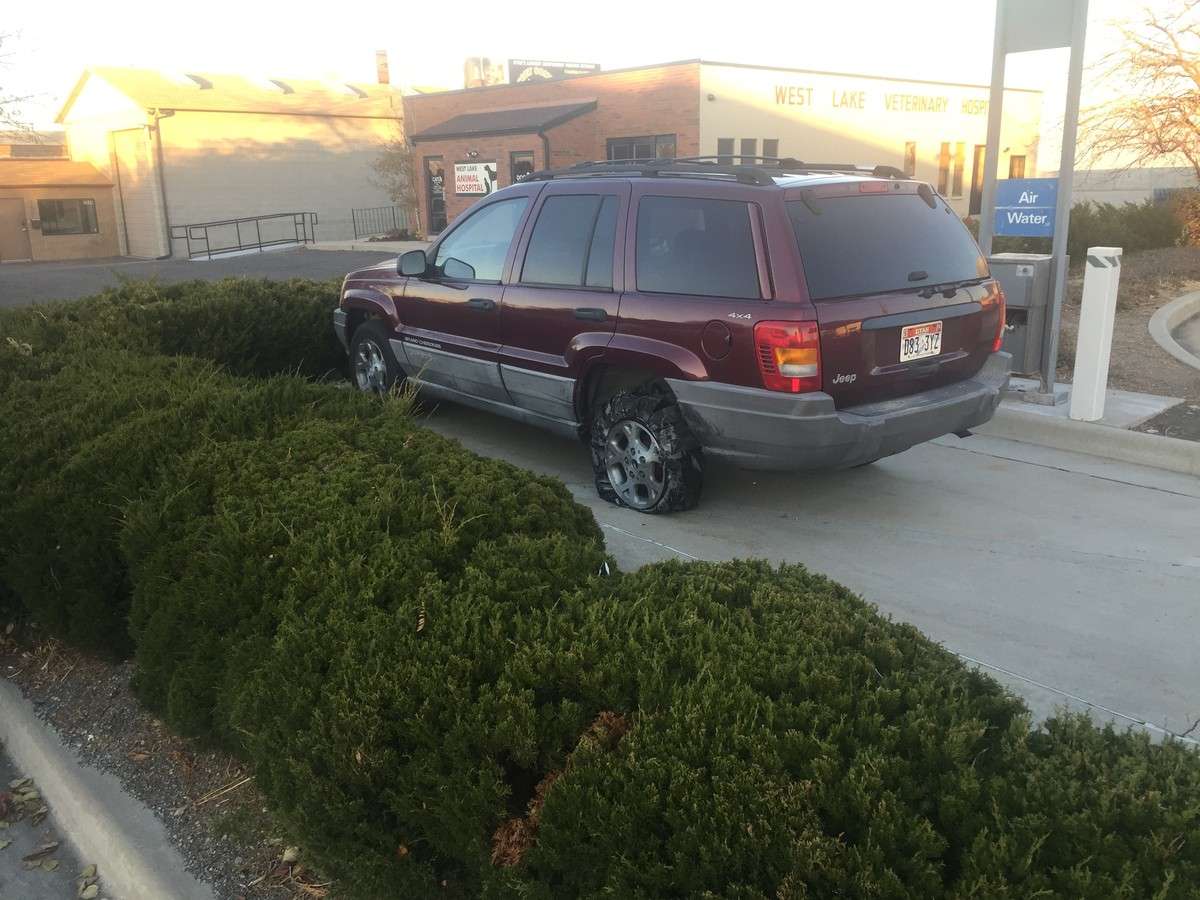 The Jeep involved in the fatal hit-and-run was abandoned at a Chevron near 3800 West and Bangerter Highway. (Photo: Mark Wetzel, KSL-TV)