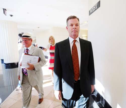 Former Utah Attorney General John Swallow leaves the courtroom Monday, July 27, 2015, at the Matheson Courthouse in Salt Lake City. Swallow pleaded not guilty on public corruption charges. Photo: Scott G. Winteron/Deseret News