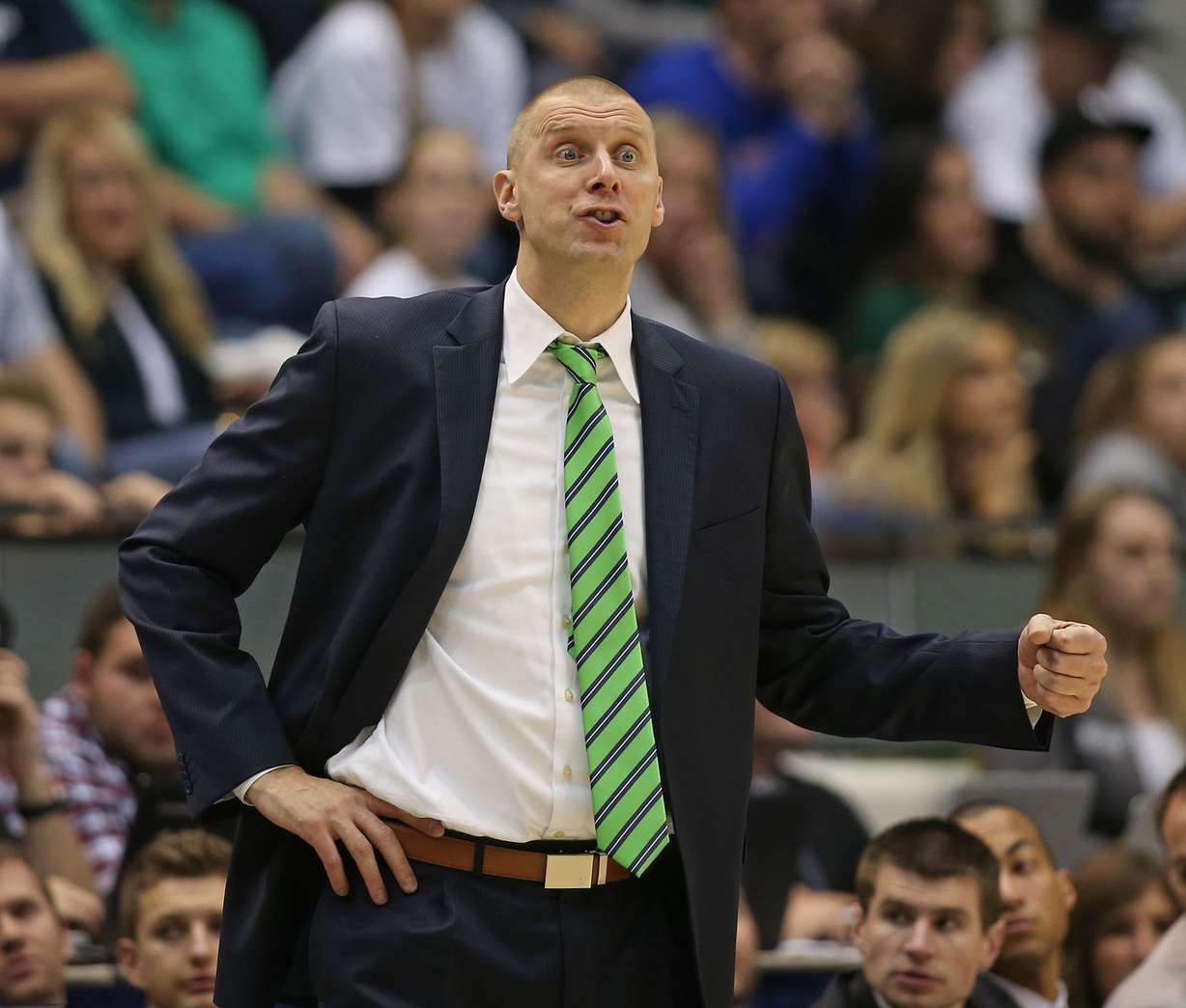 UVU coach Mark Pope as BYU defeats Utah Valley 85-54 in NCAA men's basketball, Nov. 13, 2015, in Provo. (Photo: Tom Smart, Deseret News)