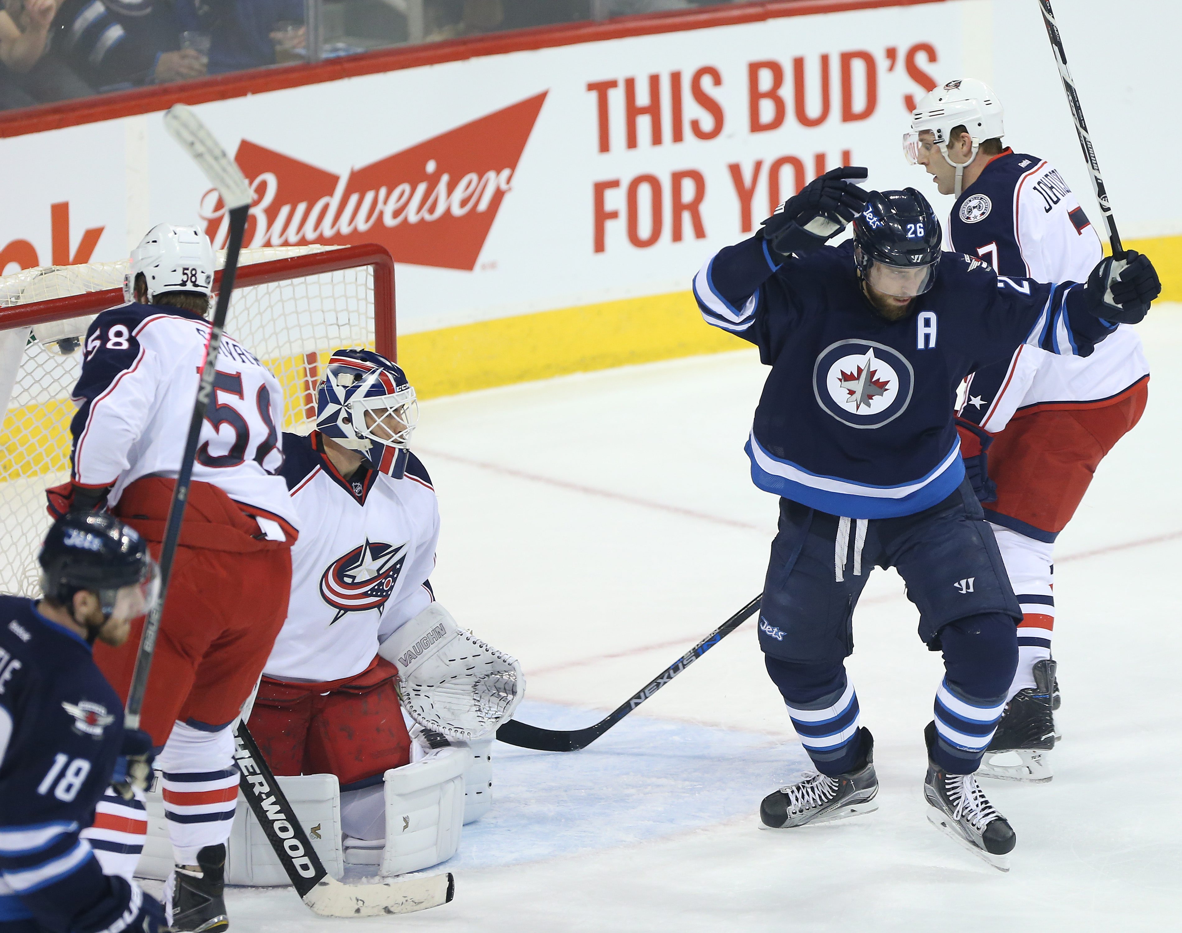 Perreault has goal, 3 assists and Jets beat Blue Jackets 6-4