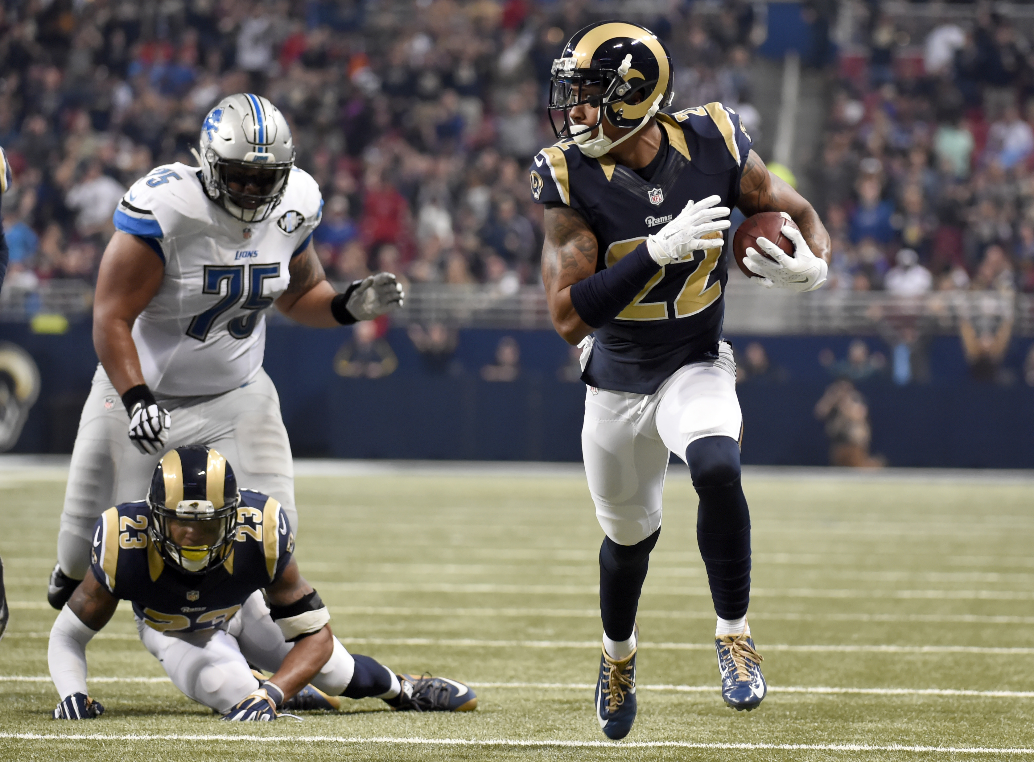 Gurley, Rams break 5-game slump with 21-14 win over Lions