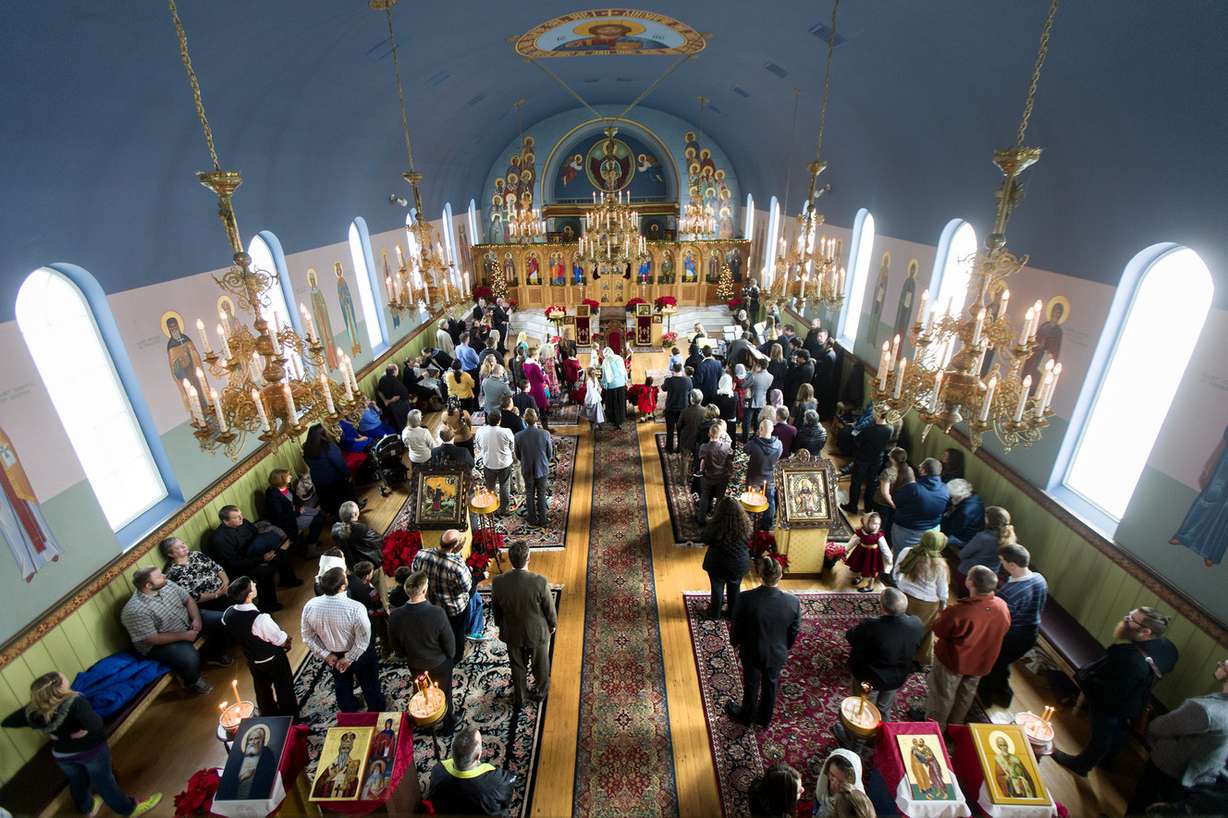 His Eminence Metropolitan Joseph Al-Zehlaoui, the archbishop of the Antiochian Orthodox Christian Archdiocese of North America, conducts services at Saints Peter and Paul Antiochian Orthodox Church in Salt Lake City where he elevated two men to subdeacons and ordained a new priest Sunday, Dec. 13, 2015. (Photo: Scott G Winterton, Deseret News)