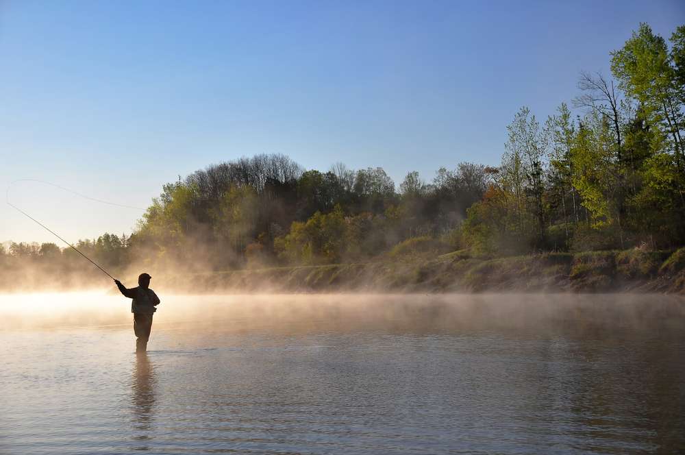 A fly fisherman casting a line; Photo by Cindy Creighton, Shutterstock