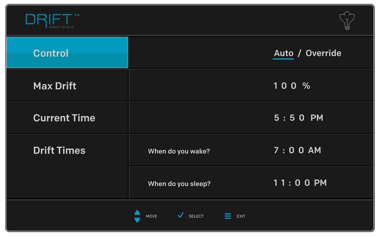 The on-screen setup for Drift TV. (Photo: Courtesy of Sewell Direct)