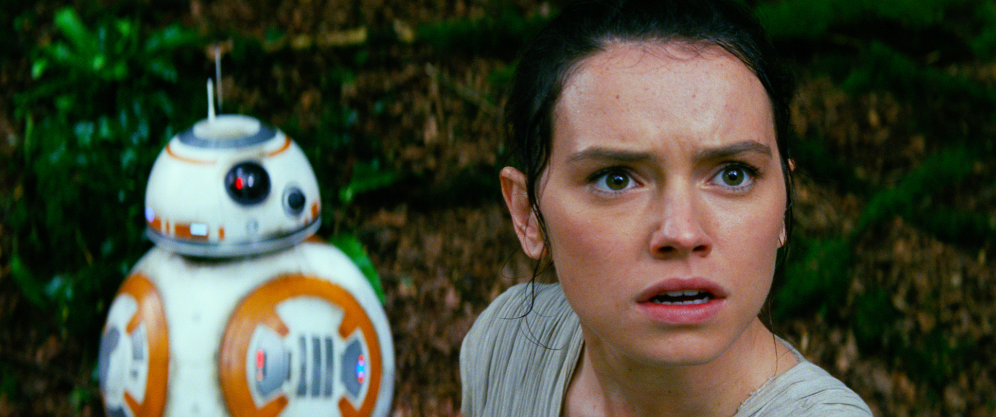 This photo provided by Disney/Lucasfilm shows Daisy Ridley, right, as Rey, and BB-8, in a scene from the film, "Star Wars: The Force Awakens," directed by J.J. Abrams. Lawrence Kasdan co-wrote the screenplay with Abrams. The movie opens in U.S. theaters on Dec. 18, 2015. (Film Frame/Disney/Lucasfilm via AP)