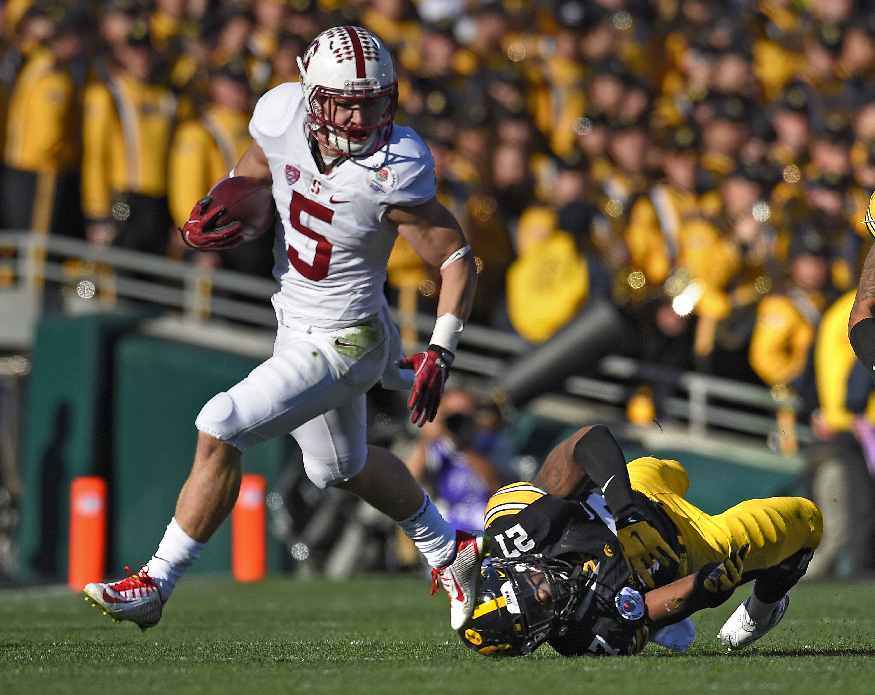 McCaffrey leads Stanford's 45-16 Rose Bowl romp over Iowa