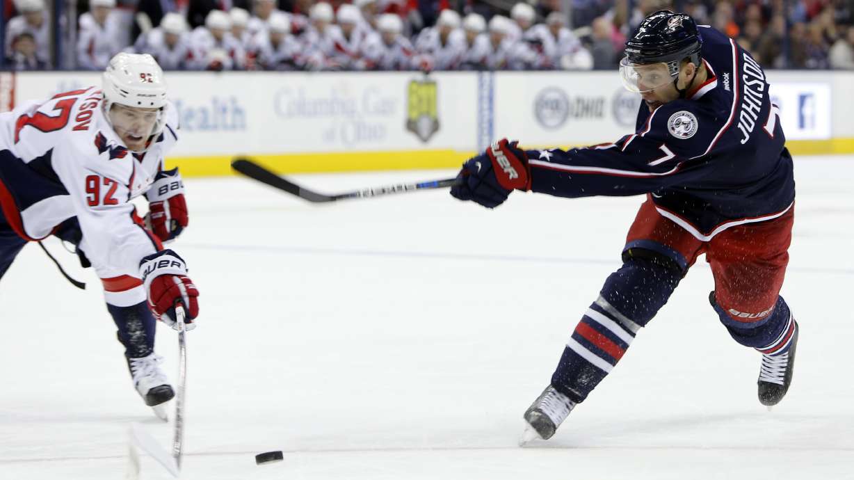 Johnson, Saad score twice each; Jackets beat Caps 5-4 in SO