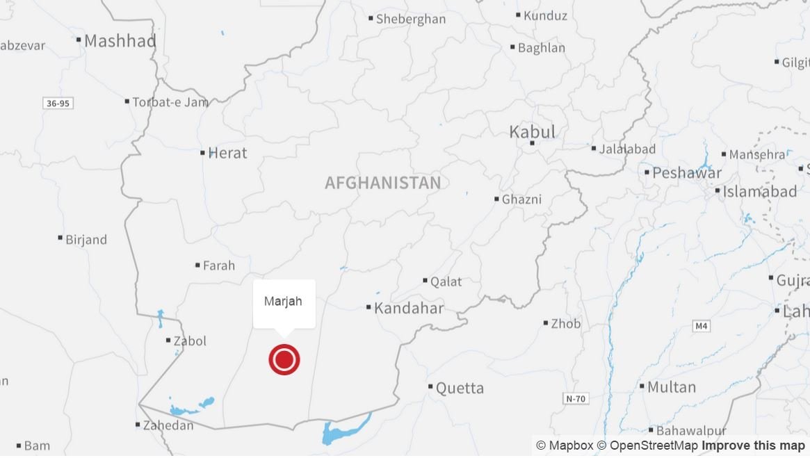Defense officials said a medical helicopter was hit by mortar while on the ground but was able to take off. The incident occurred in Marjah in Helmand Province. (Photo: CNN)