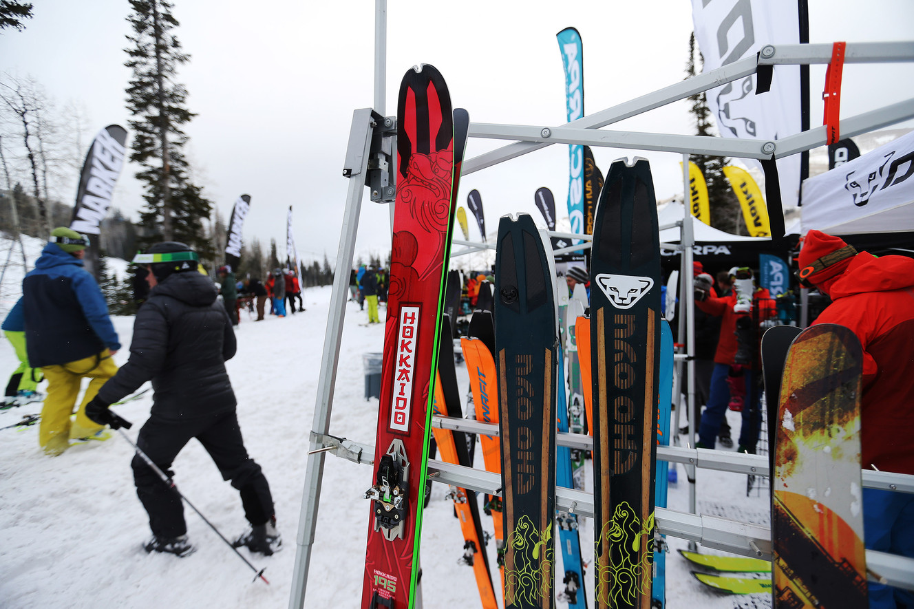 Skiers try new skis during the Outdoor Retailer All Mountain Demo Day at Solitude Mountain Resort on Wednesday, Jan. 6, 2016. (Photo: Jeffrey D. Allred, Deseret News)