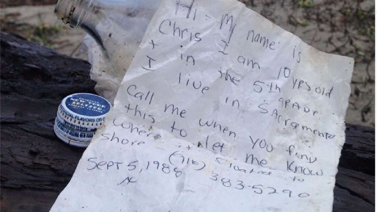 5-year-old finds decades-old message in bottle, searches for author